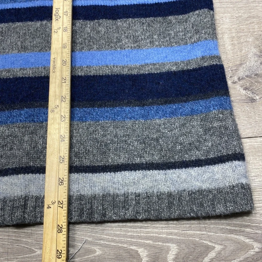Banana Republic Sweater Mens XL Grey Blue Striped Lambswool Quarter Zip Knit